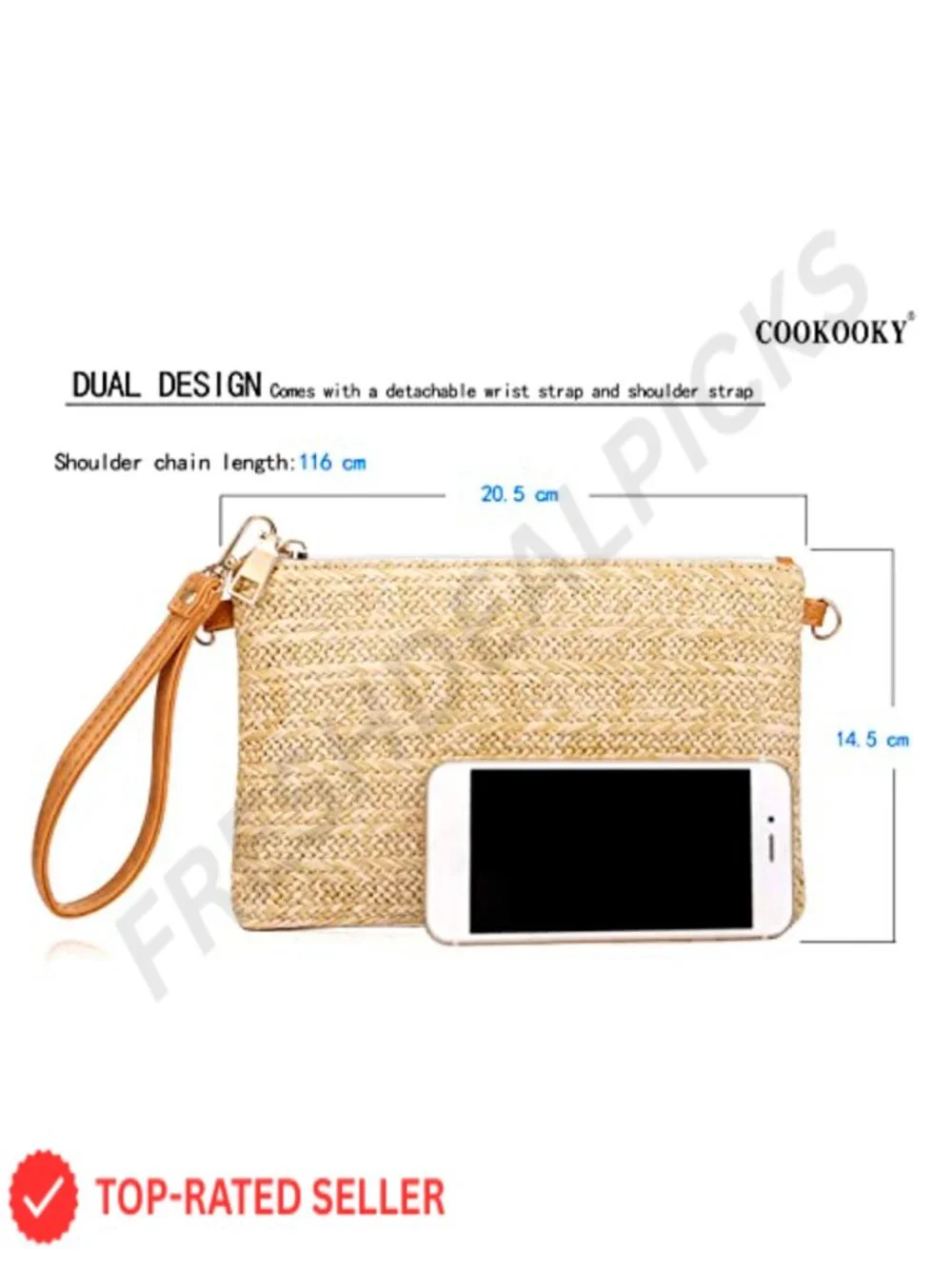 Straw Wristlet Clutch Bag Shoulder Crossbody Boho Summer Purse